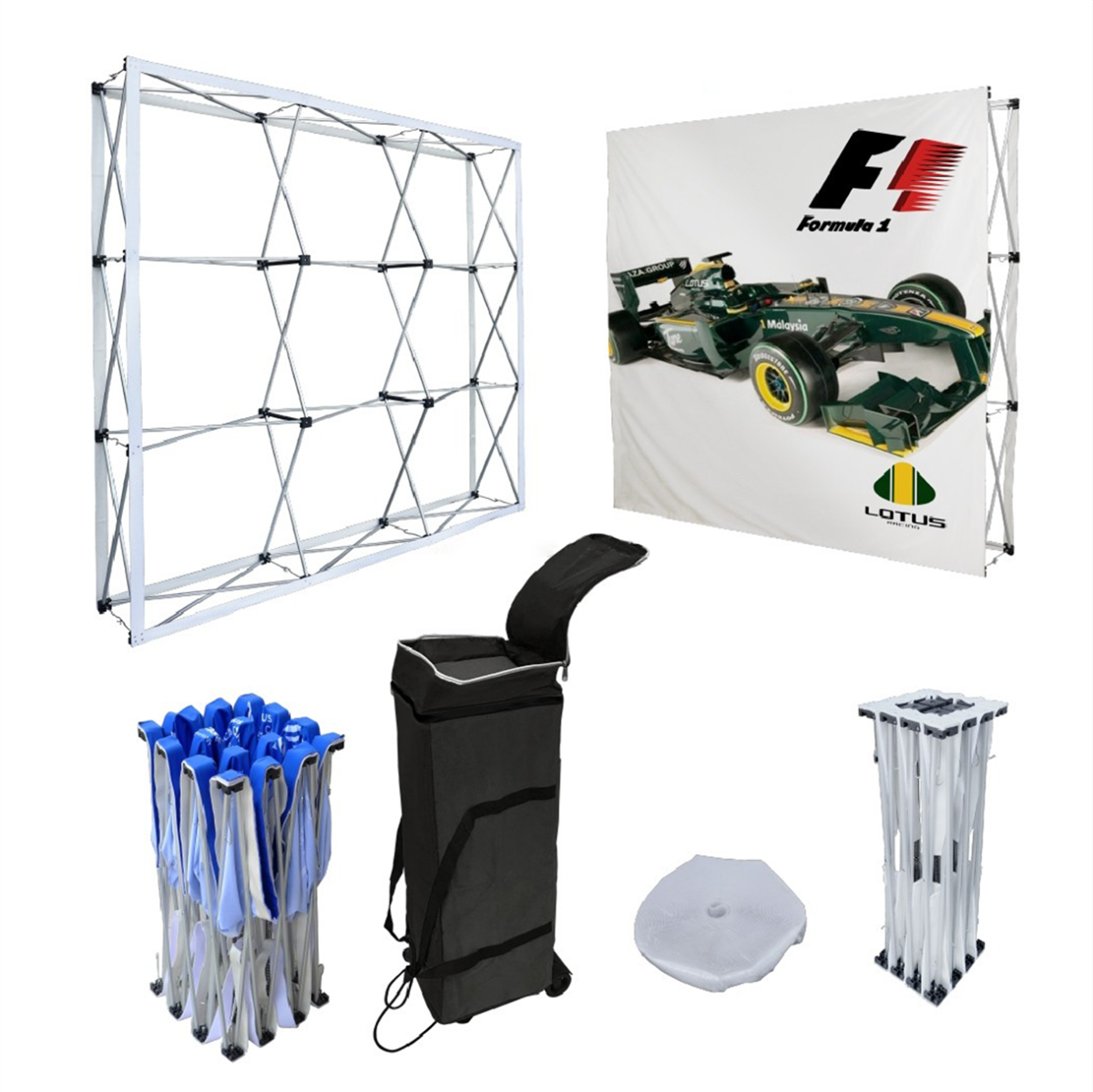 Display Recto Velcro + Banner. Modelo 3x3 (2.28m ancho x 2.29m alto