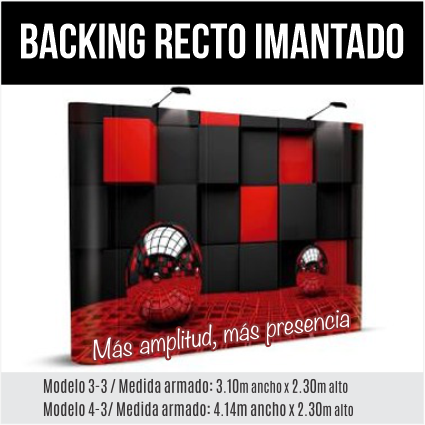 Backing recto imantado con lámparas LED